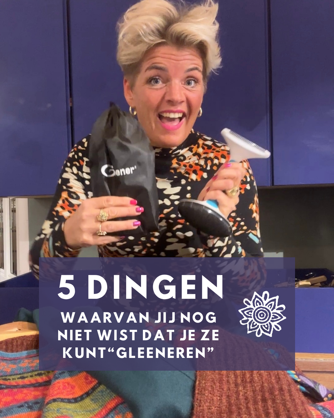 GLEENER Pluizenkam voor ontpillen van wollen kleding BLAUW