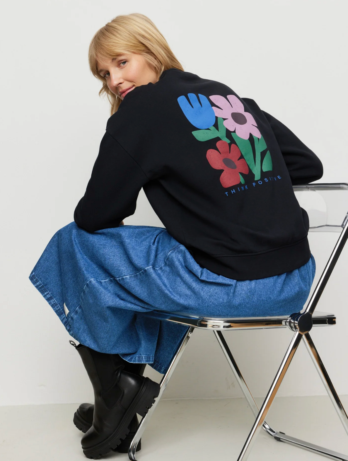 RECOLUTION sweater RINE THINK POSITIVE biologisch katoen