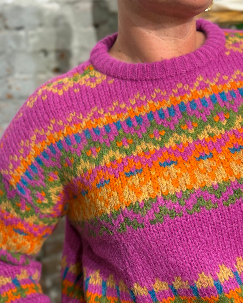 AIKUSS gefärbter Wollpullover LORI PINK MULTI aus Alpaka