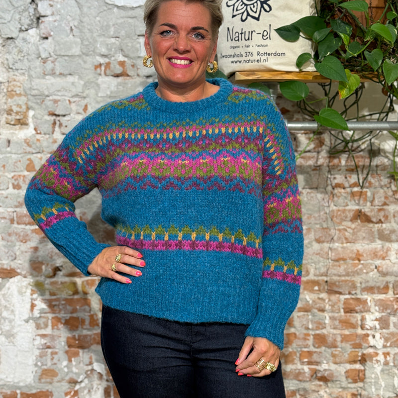 AIKUSS Wollpullover LORI TÜRKIS aus Alpaka