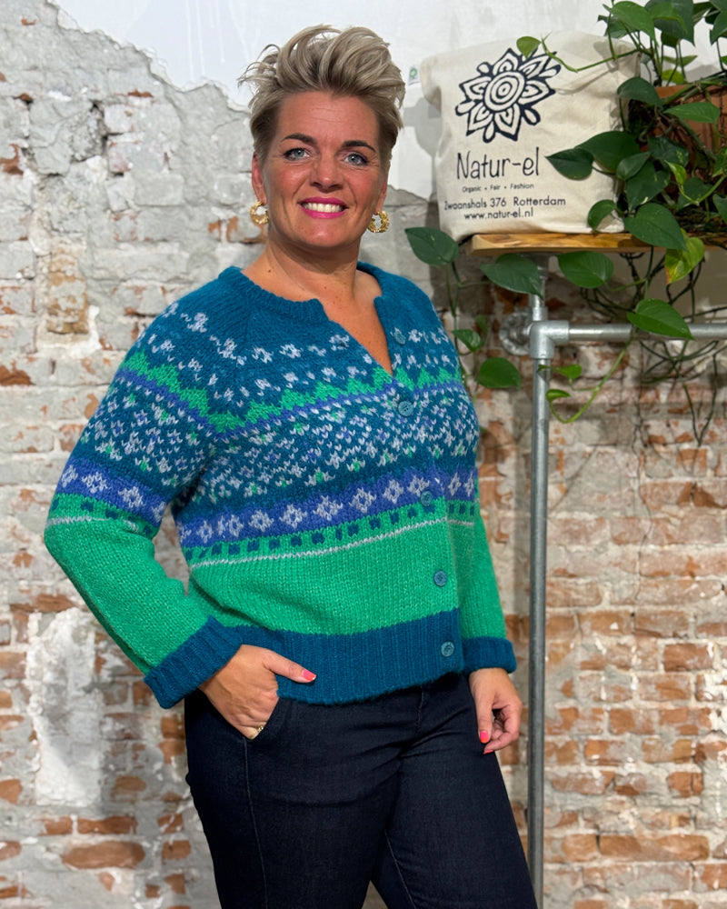 AIKUSS farbige Wollweste EMILIA GREEN TEAL aus Alpaka