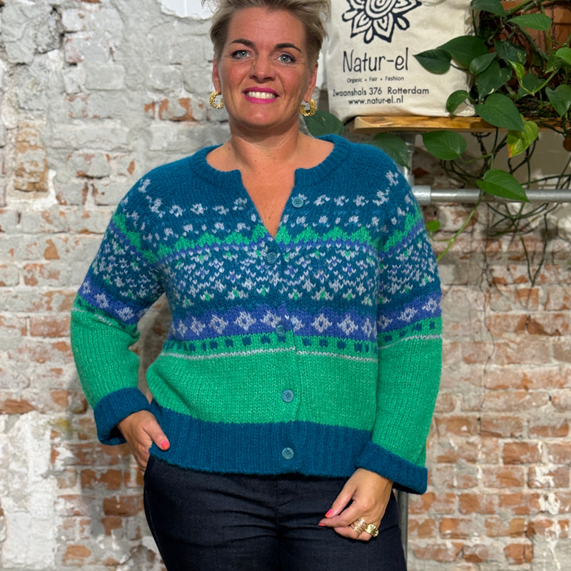 AIKUSS farbige Wollweste EMILIA GREEN TEAL aus Alpaka