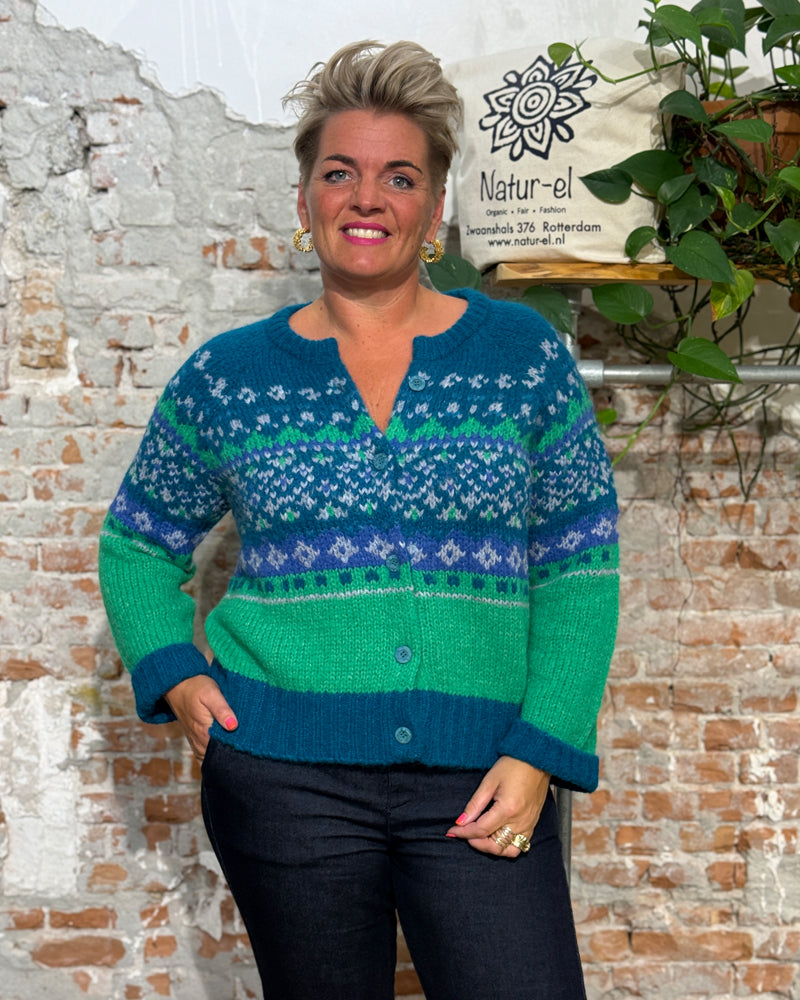 AIKUSS farbige Wollweste EMILIA GREEN TEAL aus Alpaka