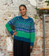 AIKUSS gekleurd wollen vest EMILIA GREEN TEAL van alpaca