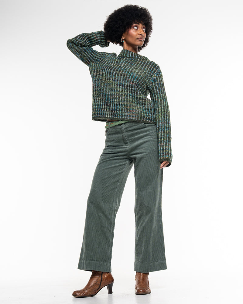 ALMA & LOVIS flauschiger Woll-Alpaka-Pullover PETROL JACQUARD