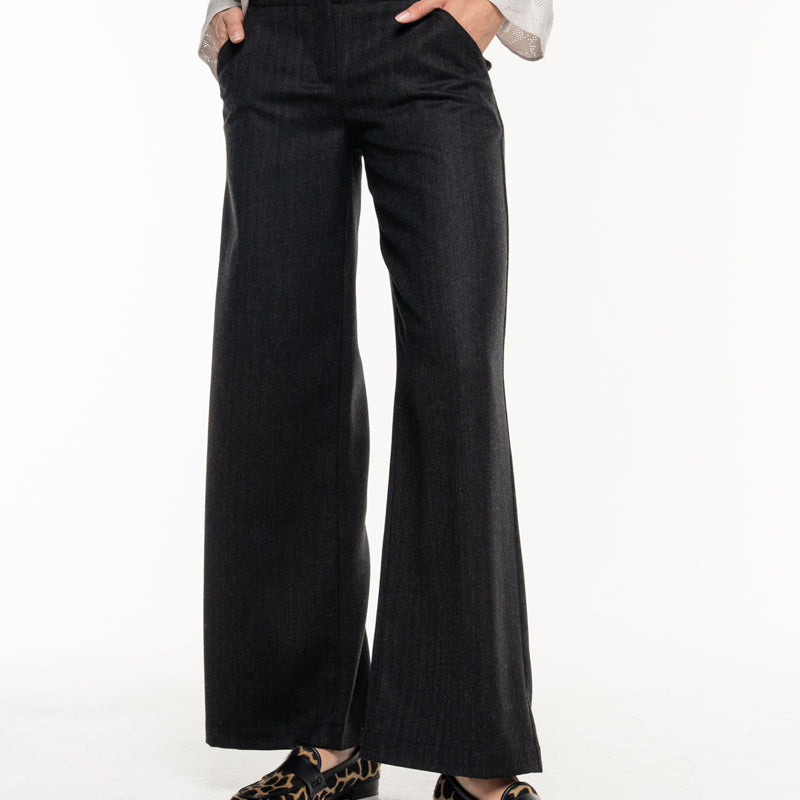 ALMA LOVIS pure wollen visgraat pantalon SENNA ANTRACIET