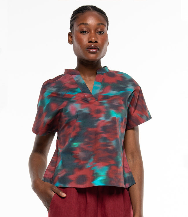 ALMA & LOVIS v-hals blouse EVERGLADES biologisch katoen popeline