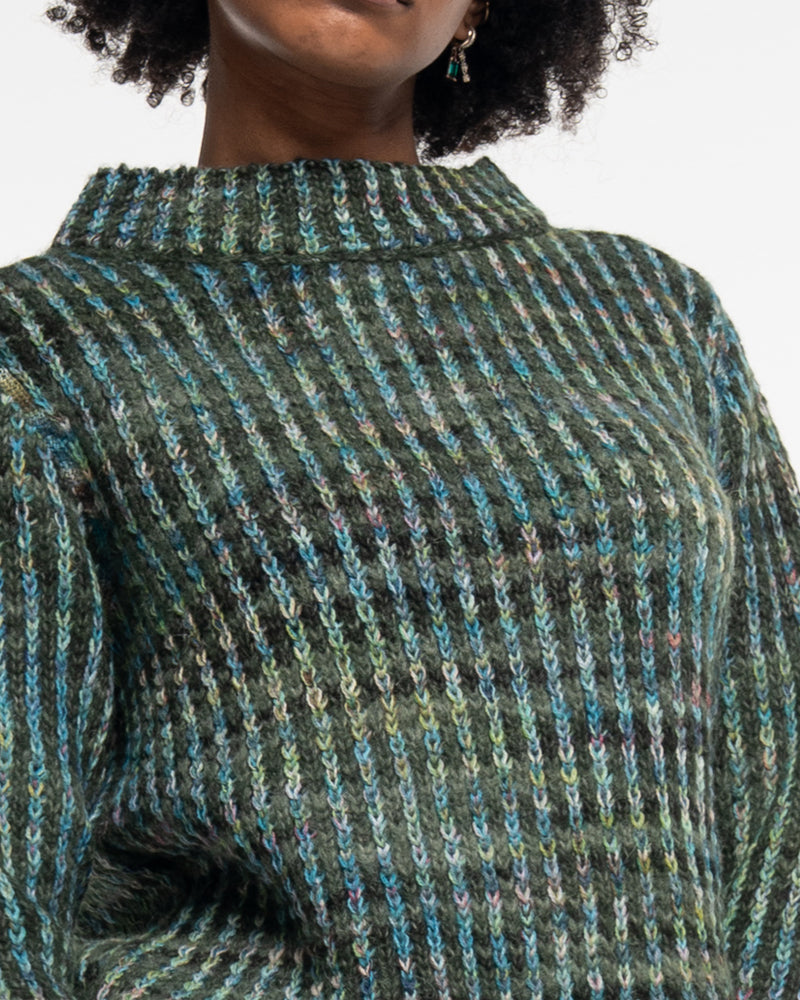 ALMA & LOVIS flauschiger Woll-Alpaka-Pullover PETROL JACQUARD