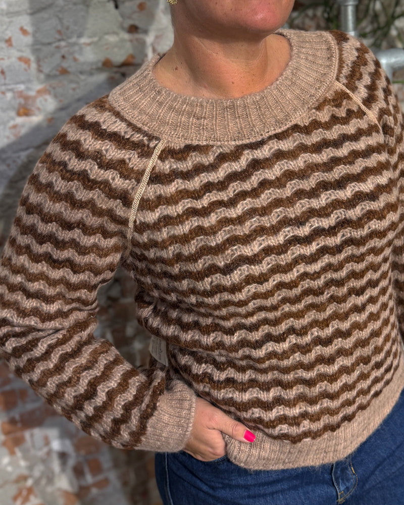 ALMA & LOVIS reversible wollen trui ZIG ZAG roze alpaca katoen