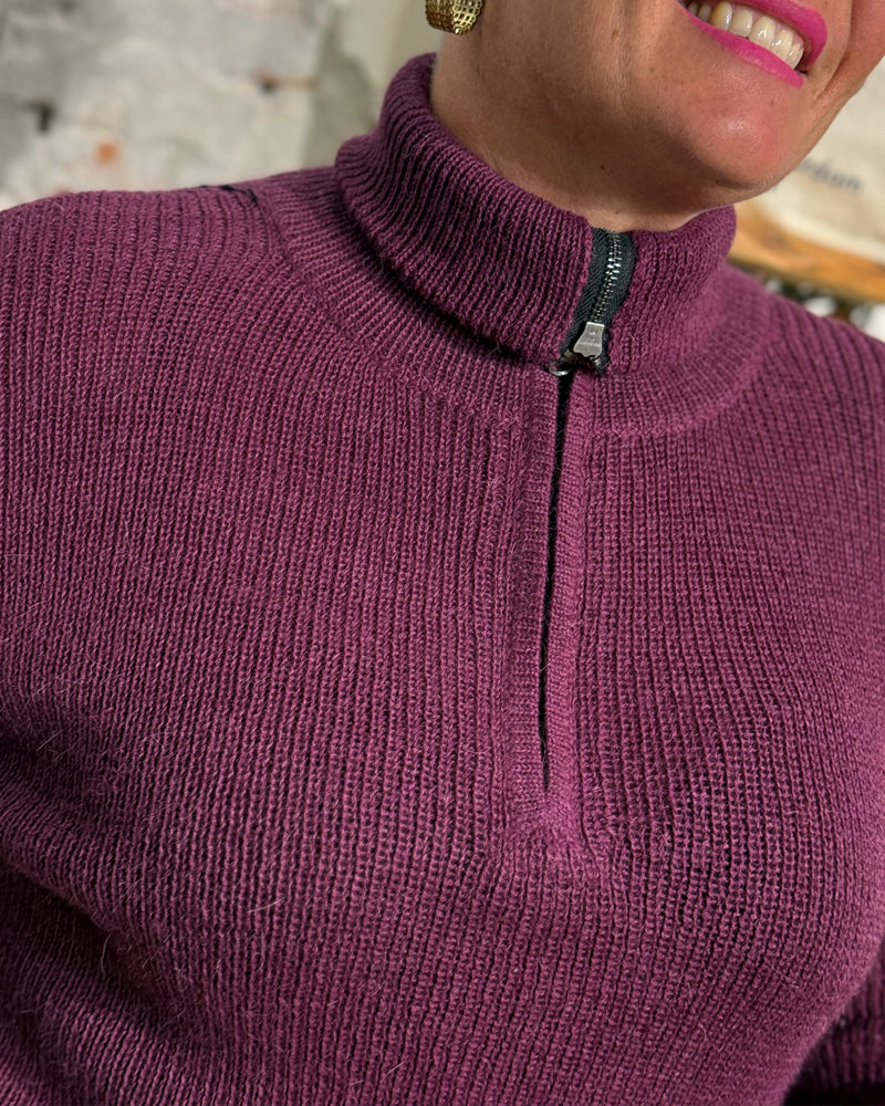 ANUKOO wollen schipperstrui TANJA AUBERGINE van 100% alpaca