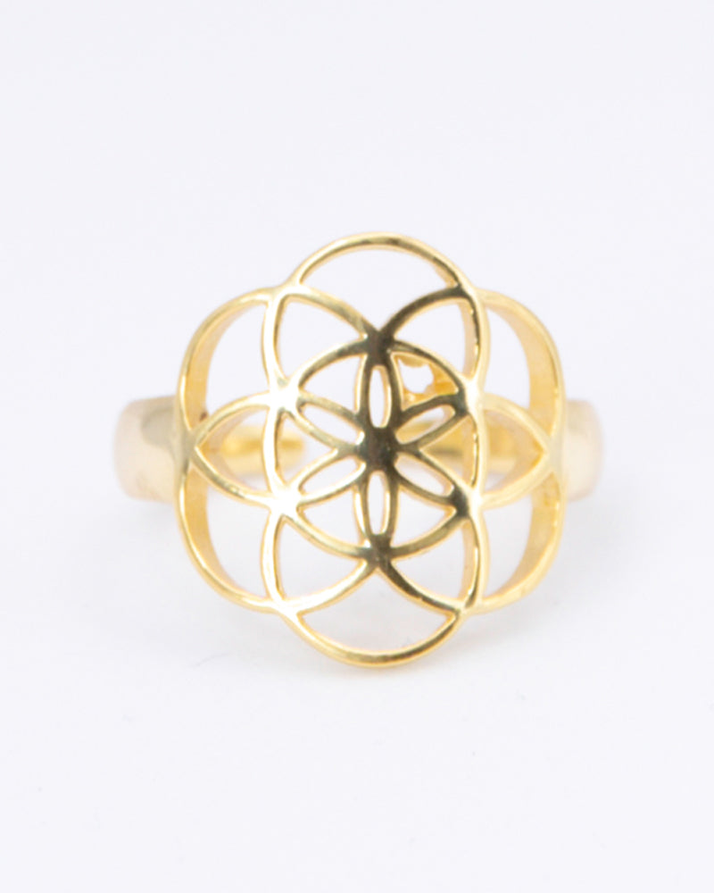 ANUKOO fairtrade ring FLOWER OF LIFE verguld messing