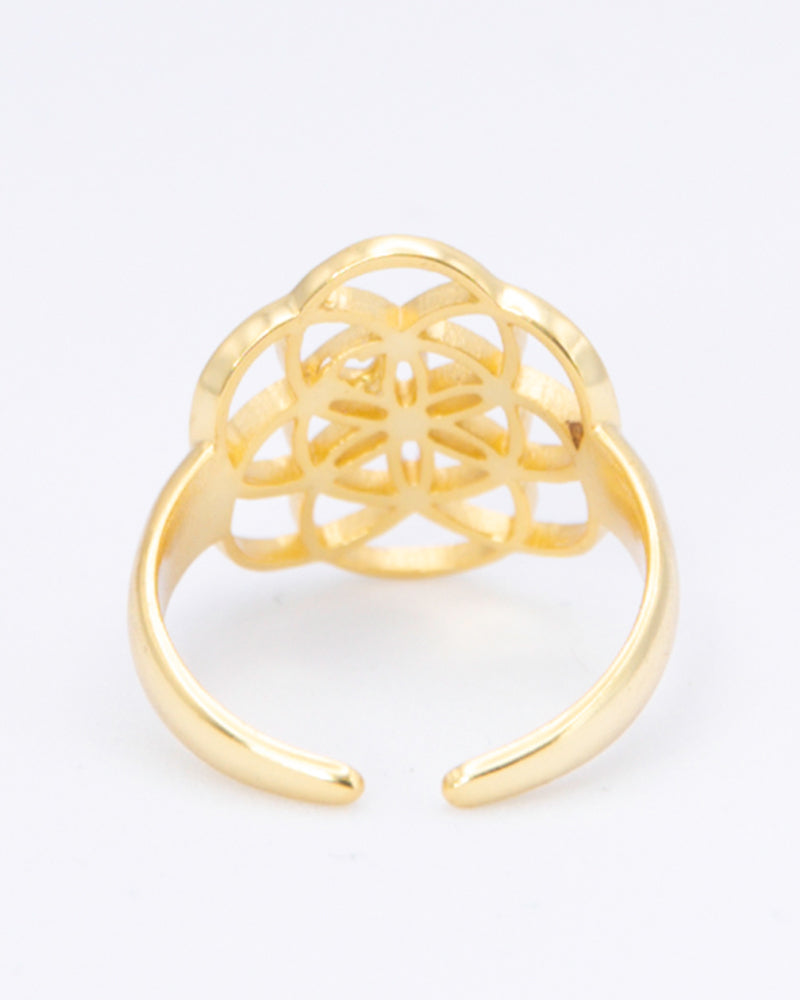 ANUKOO fairtrade ring FLOWER OF LIFE verguld messing