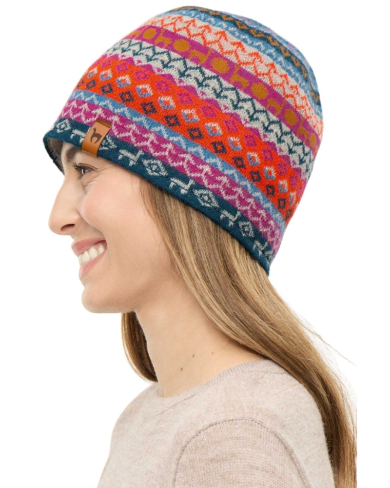 APU KUNTUR gevoerde wollen BEANIE CALEIDO muts 100% alpaca