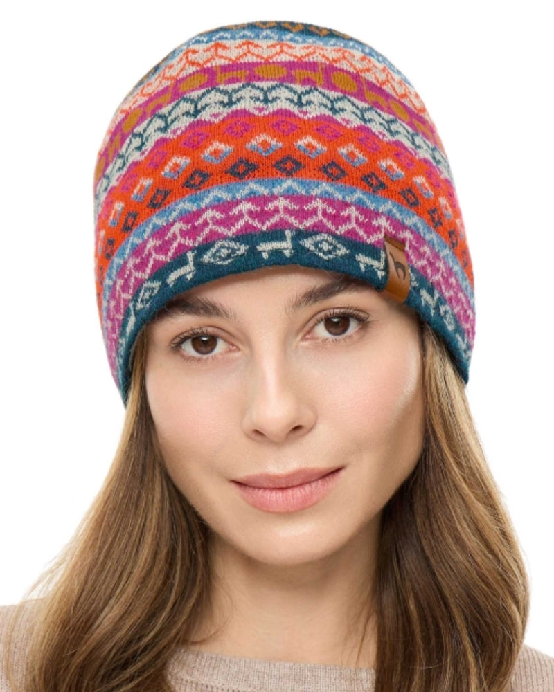 APU KUNTUR gevoerde wollen BEANIE CALEIDO muts 100% alpaca