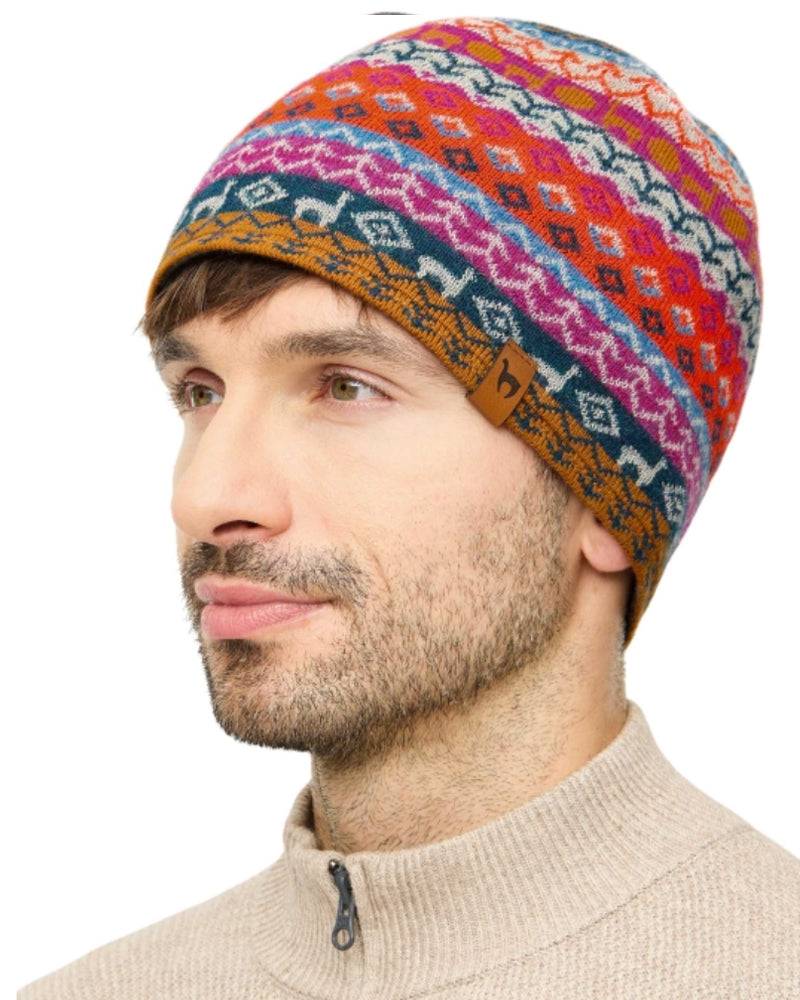 APU KUNTUR gevoerde wollen BEANIE CALEIDO muts 100% alpaca