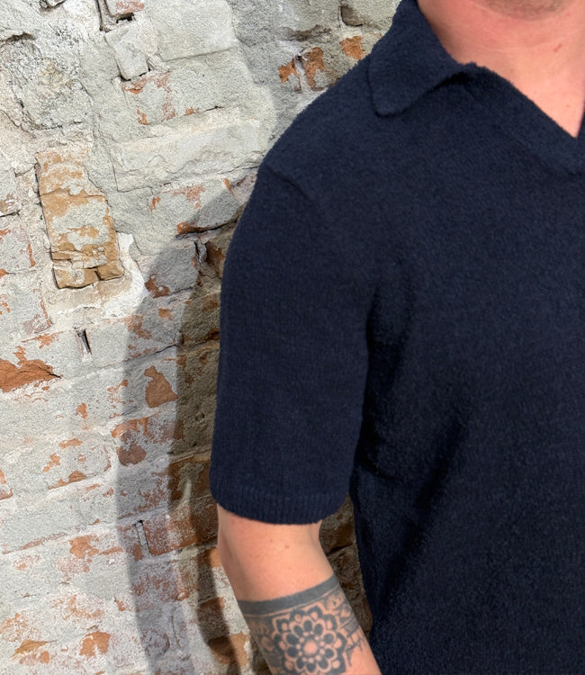 ARMEDANGELS polo shirt BOUCLE NIGHT biologisch katoen mix