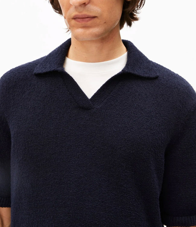 ARMEDANGELS polo shirt BOUCLE NIGHT biologisch katoen mix
