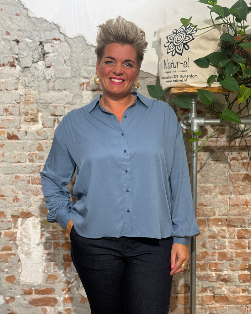 ARMEDANGELS effen blouse met plooien EFI MOON van ecovero