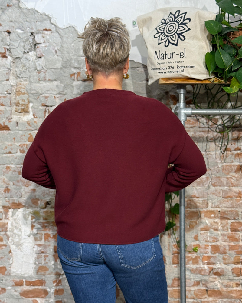 ARMEDANGELS boothals trui MERINAA VELVET RED biologisch katoen