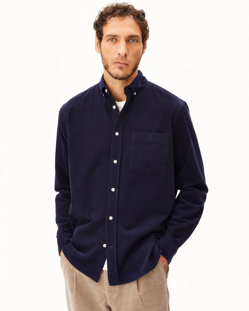ARMEDANGELS corduroy overhemd WISSE INK BLUE biologisch katoen