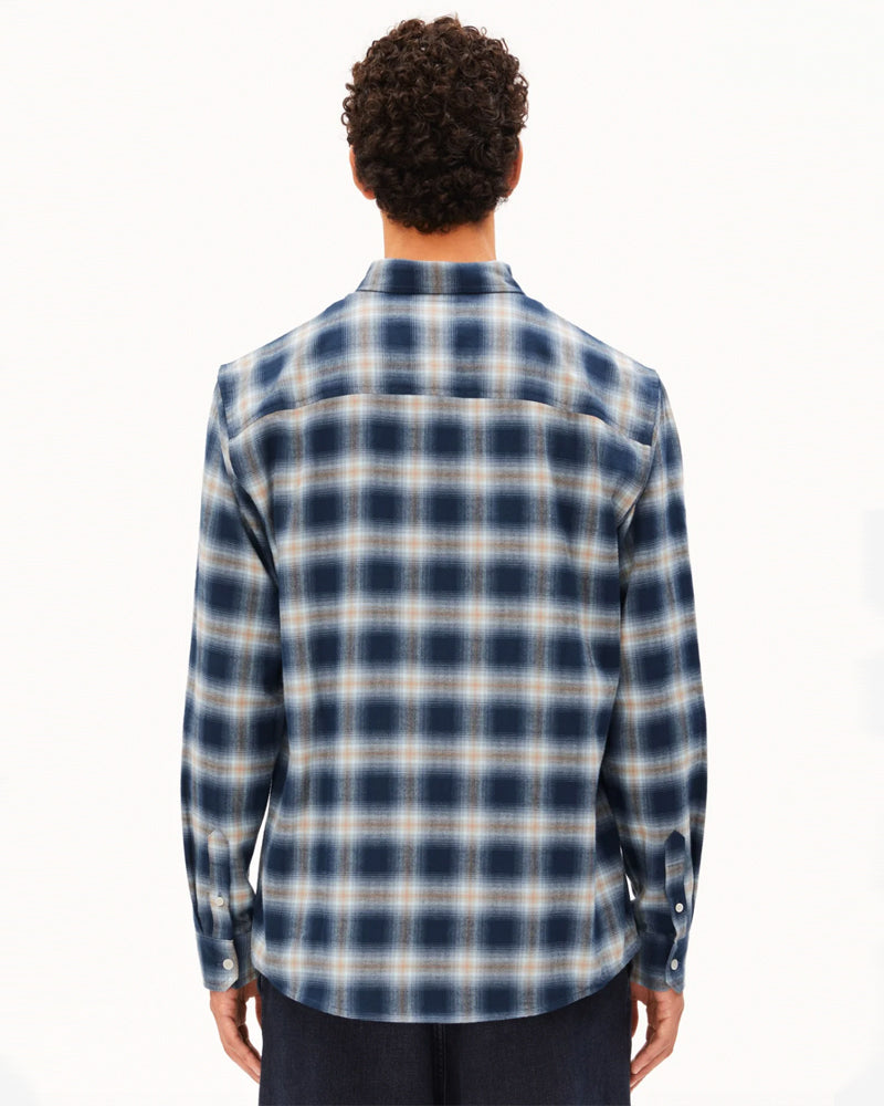 ARMEDANGELS geruit overhemd GER NAVY biologisch katoen flanel