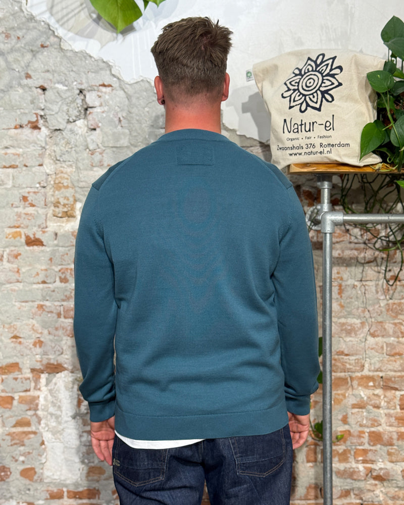 ARMEDANGELS AGAAMON PETROL zip-up cardigan organic cotton