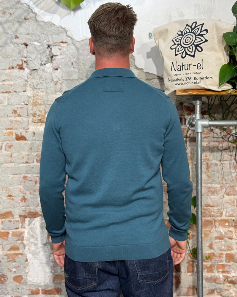 ARMEDANGELS knitted organic cotton polo TIM PETROL