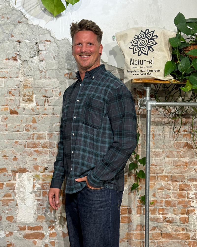 ARMEDANGELS shirt PATCHWORK PETROL organic cotton