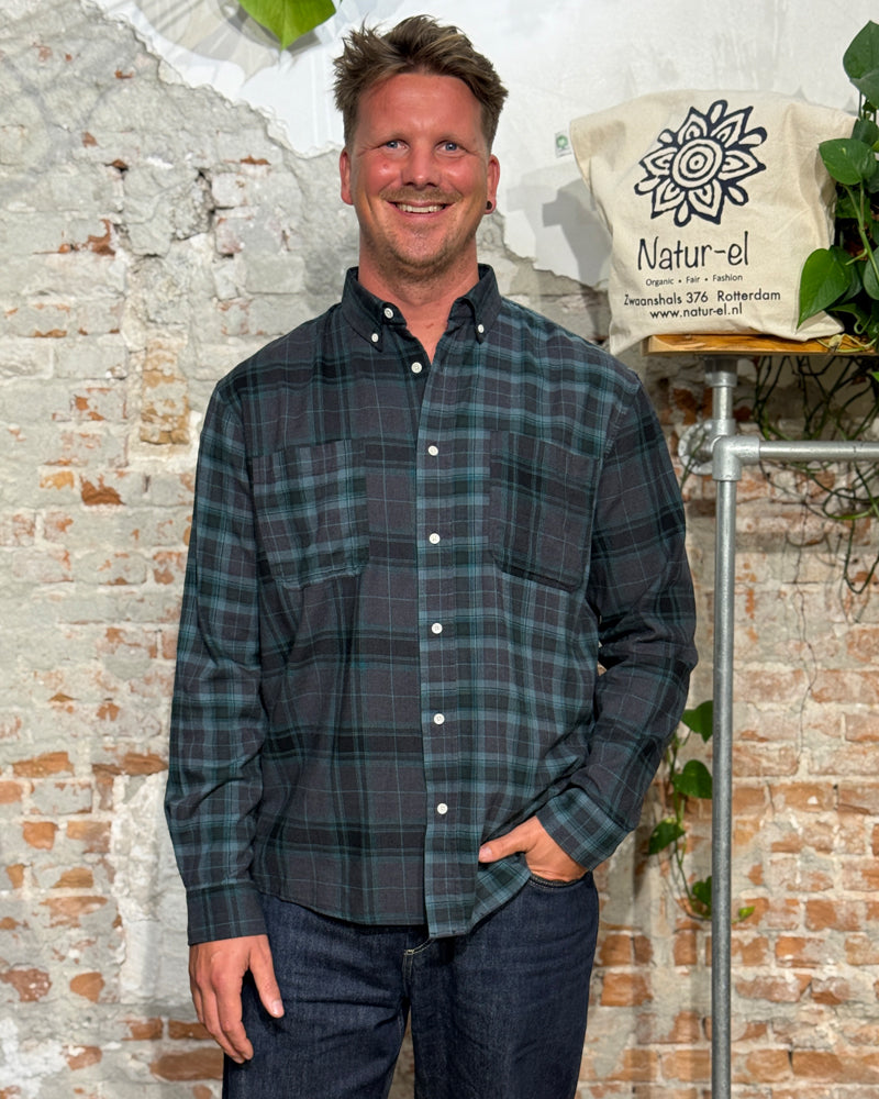 ARMEDANGELS shirt PATCHWORK PETROL organic cotton
