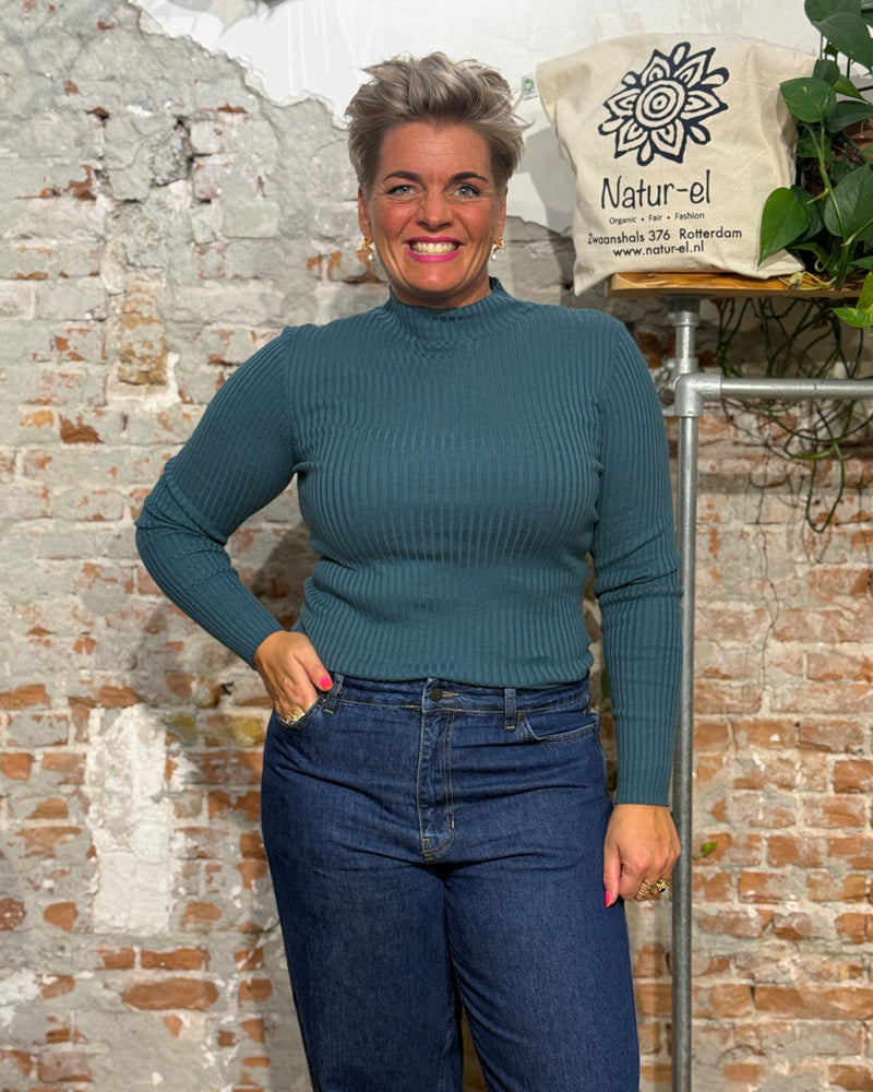 ARMEDANGELS rib turtleneck ALAANIA PETROL organic cotton
