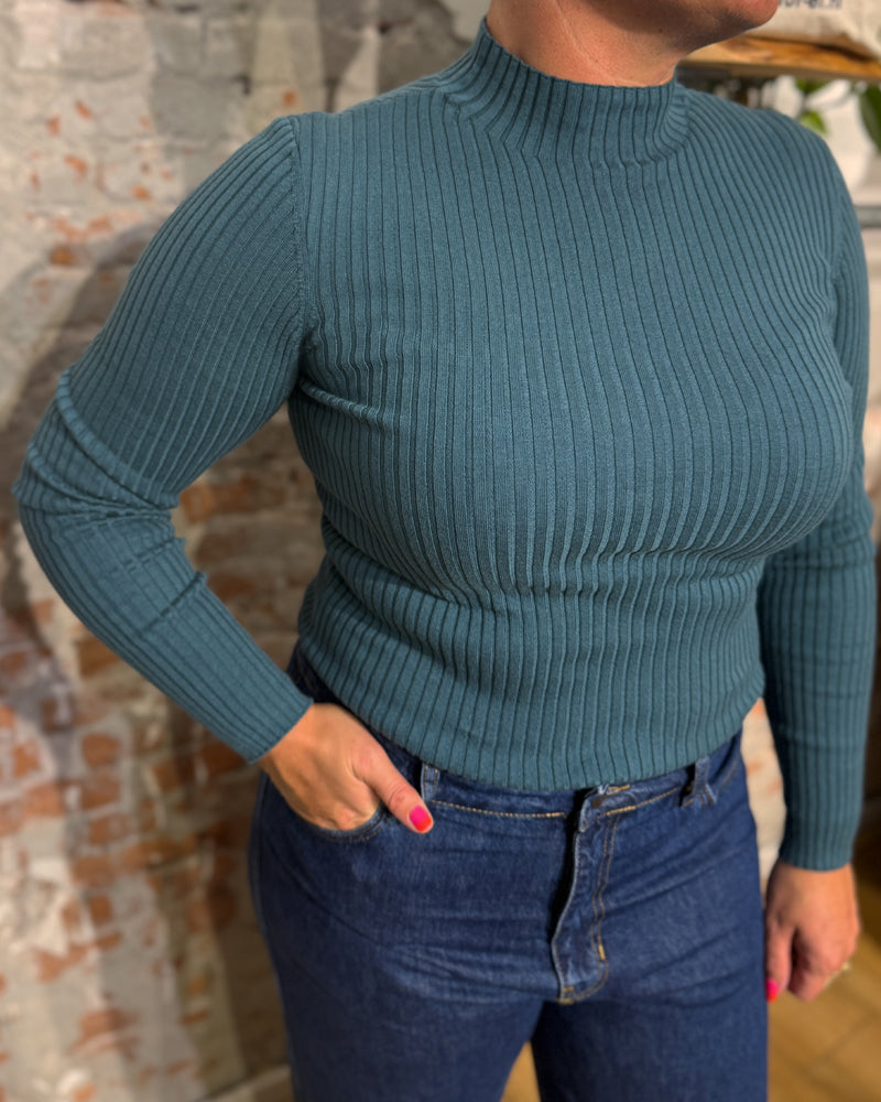 ARMEDANGELS rib turtleneck ALAANIA PETROL organic cotton