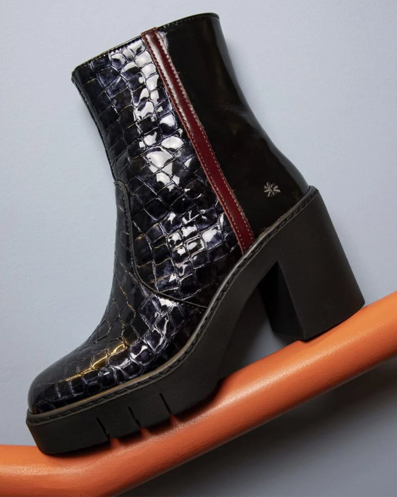 ART nachhaltige LACK-STIEFELETTEN mit Absatz BERNA JUNGLE