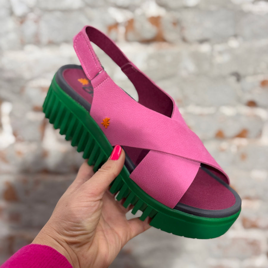 ART duurzame sandalen met dikke zool DUNE PINK GREEN