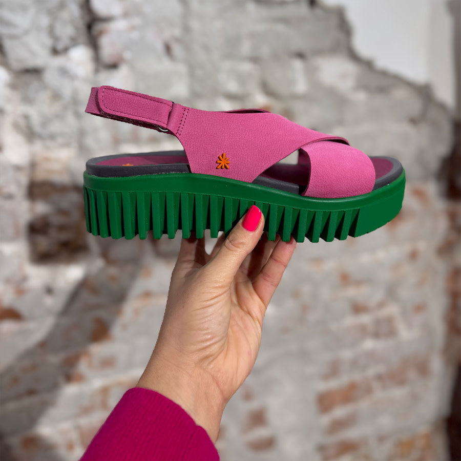 ART duurzame sandalen met dikke zool DUNE PINK GREEN