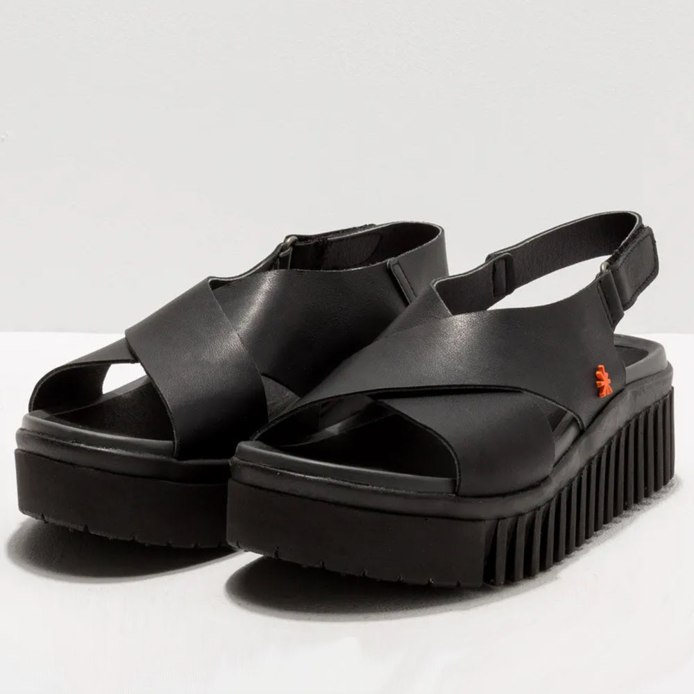 ART zwarte duurzame sandalen met dikke zool DUNE BLACK