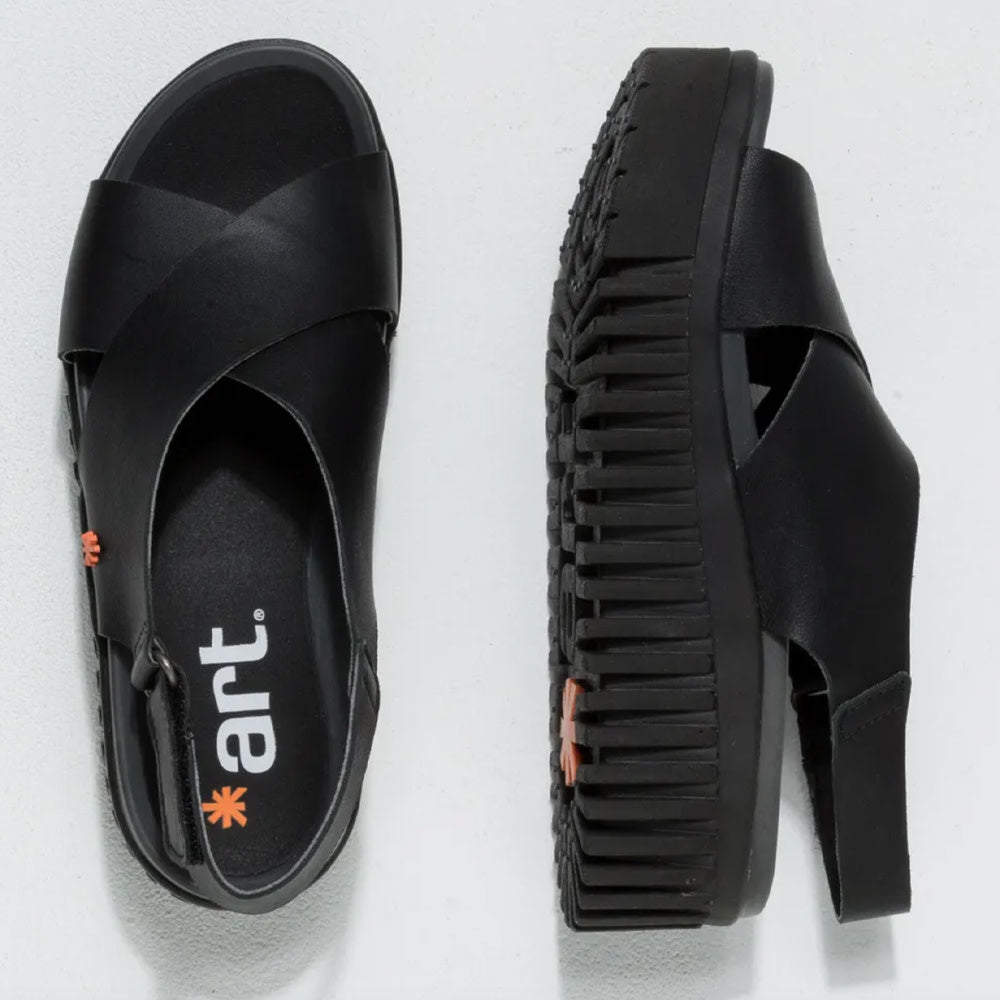 ART zwarte duurzame sandalen met dikke zool DUNE BLACK
