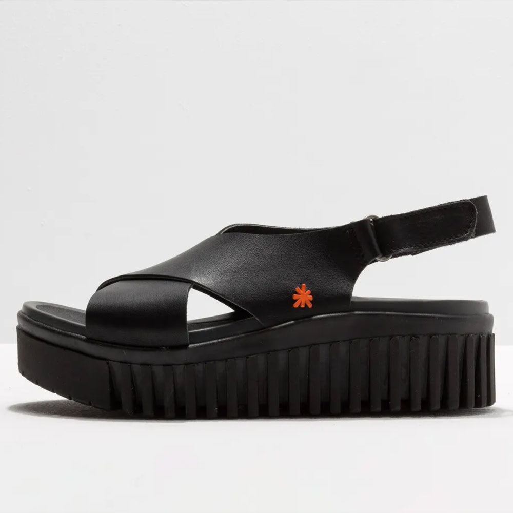 ART zwarte duurzame sandalen met dikke zool DUNE BLACK