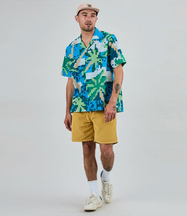 BRAVA overhemd korte mouw ALOHA PIXEL biologisch katoen
