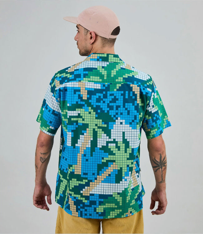 BRAVA overhemd korte mouw ALOHA PIXEL biologisch katoen