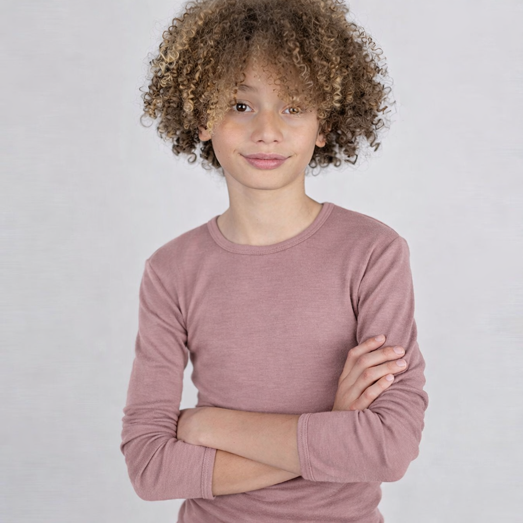 ENGEL longsleeve van wol zijde DUSTY ROSE kind