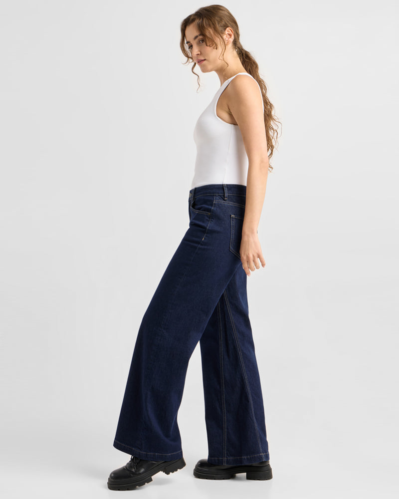 DAWN DENIM Schlagjeans DEW BLACK Bio-Baumwolle