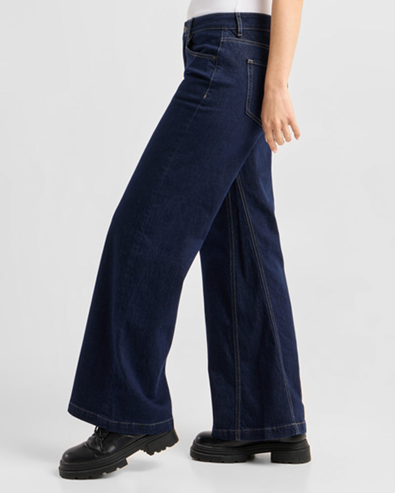 DAWN DENIM Schlagjeans DEW BLACK Bio-Baumwolle