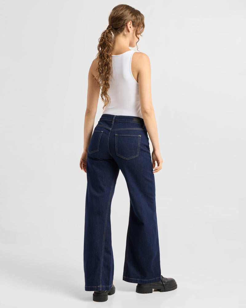 DAWN DENIM Schlagjeans DEW BLACK Bio-Baumwolle