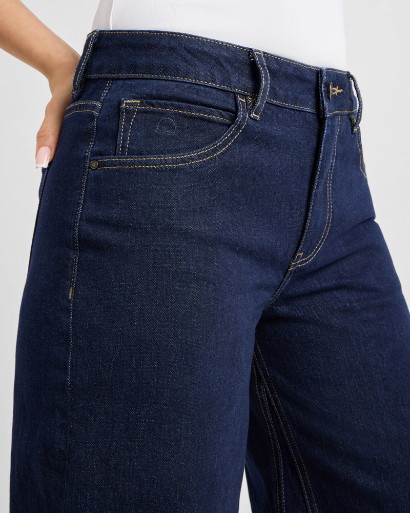 DAWN DENIM Schlagjeans DEW BLACK Bio-Baumwolle