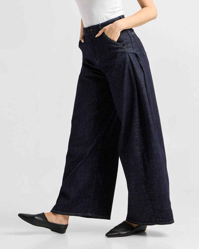 DAWN DENIM Schlagjeans DEW BLACK Bio-Baumwolle