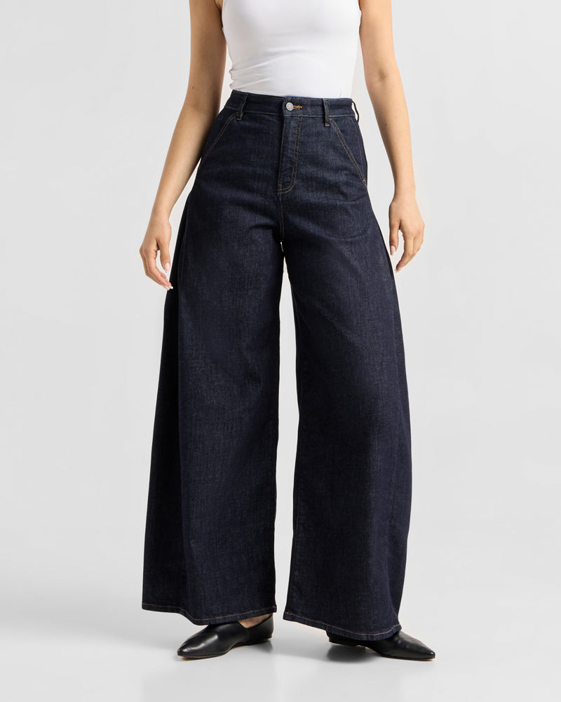 DAWN DENIM Schlagjeans DEW BLACK Bio-Baumwolle