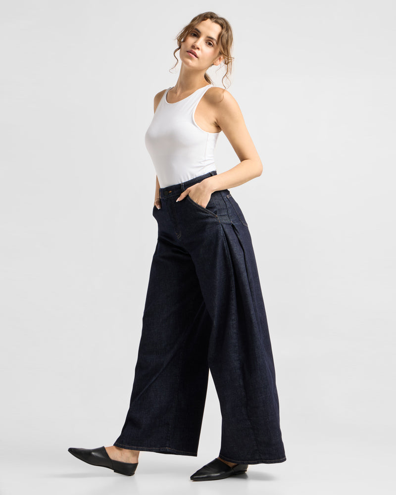 DAWN DENIM Schlagjeans DEW BLACK Bio-Baumwolle