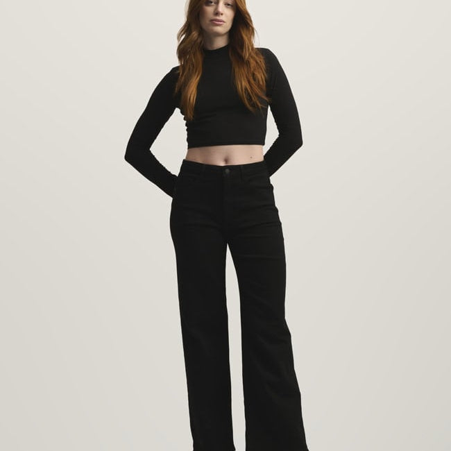 DAWN DENIM flared spijkerbroek DEW BLACK biologisch katoen