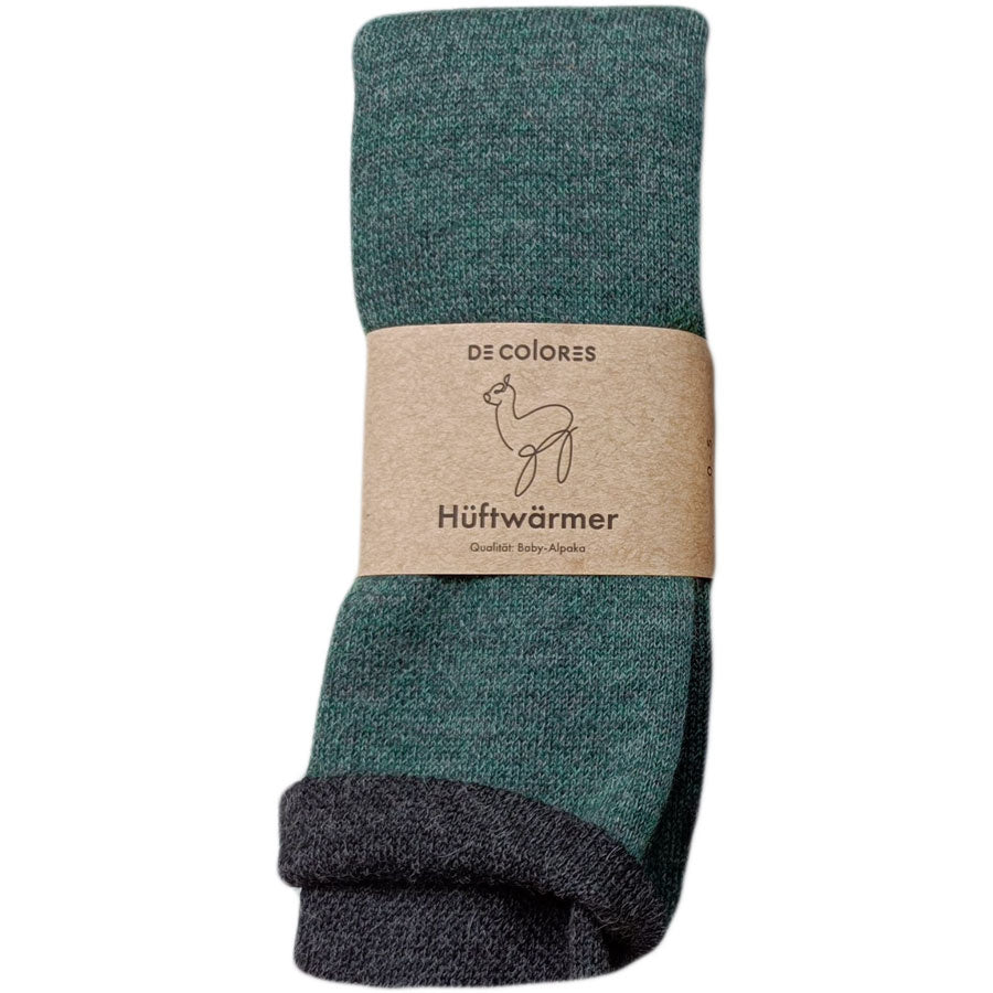 DE COLORES nierwarmer alpaca GRIJSGROEN ZWART 65 REVERSIBLE