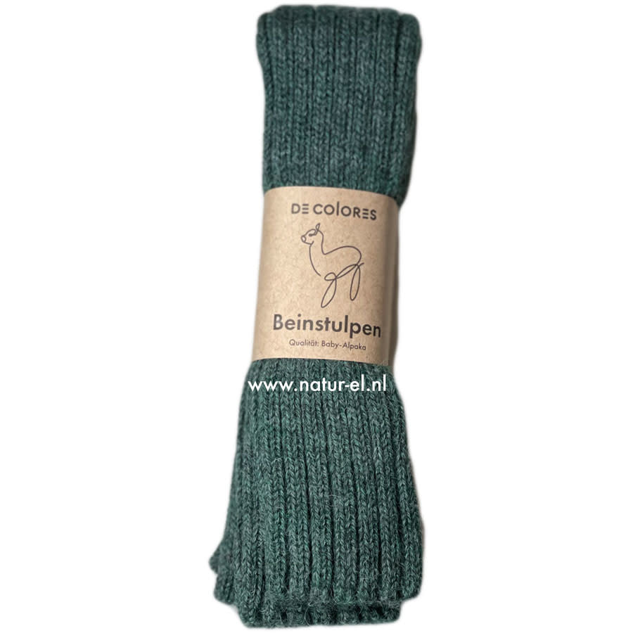 DE COLORES beenwarmers baby alpaca GRIJS GROEN 65- 40 cm